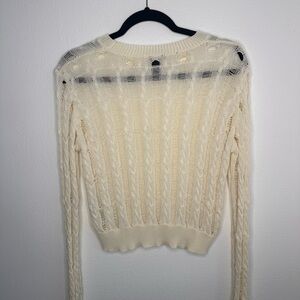 Forever 21 Cream Ribbed Crew Neck Sweater